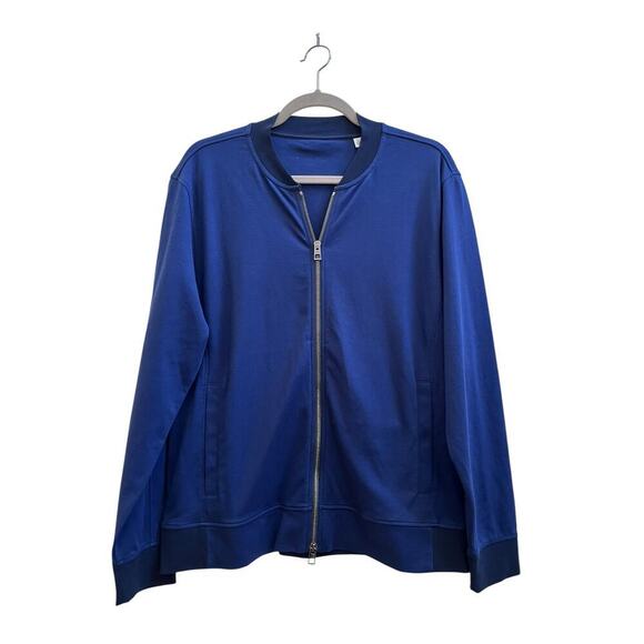 Orchard & Broome Men’s Blue Full Zip Pocket Sweater Bomber Size Medium - Picture 1 of 7